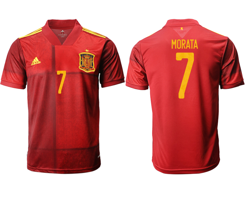 Men 2021 European Cup Spain home aaa version red #7 Soccer Jersey->spain jersey->Soccer Country Jersey